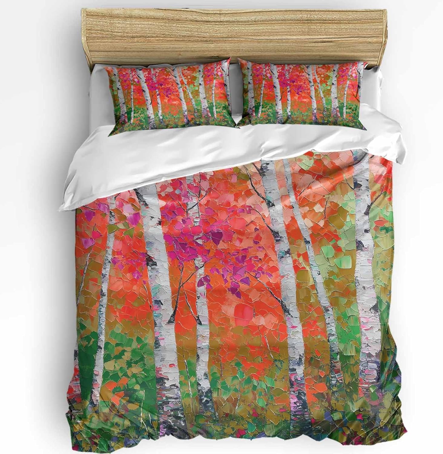 3 Piece Queen Bedding Set with Zipper Closure and Botanical Print