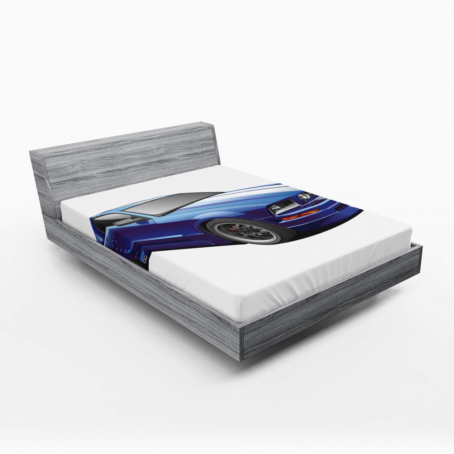 Ambesonne California King Sheet with Auto Racing Print