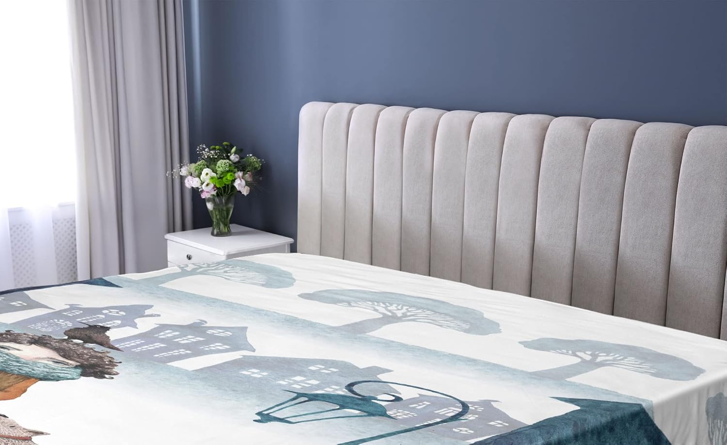 Ambesonne Urban Fitted Sheet Ginger and Petrol Blue California King 1