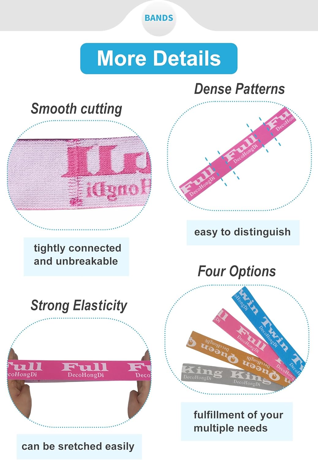 6 Pcs Elastic Bed Sheet Organizer with Labels Pink