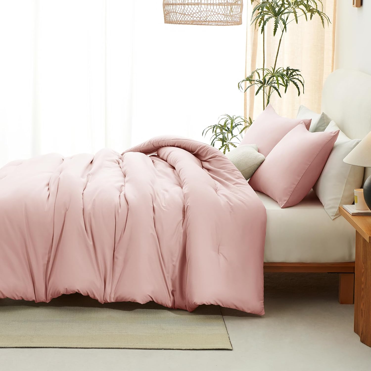 CozyLux Blush Pink Comforter Set for Girls 3 Pieces 1