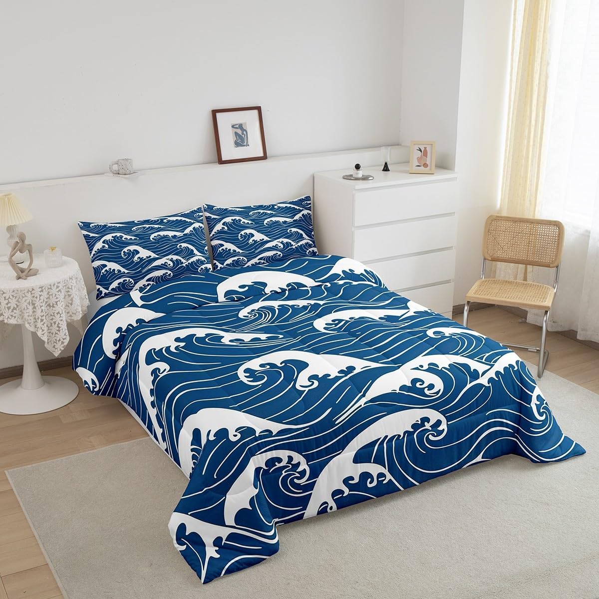 Feelyou Kids Japanese Wave Comforter Set Twin Size