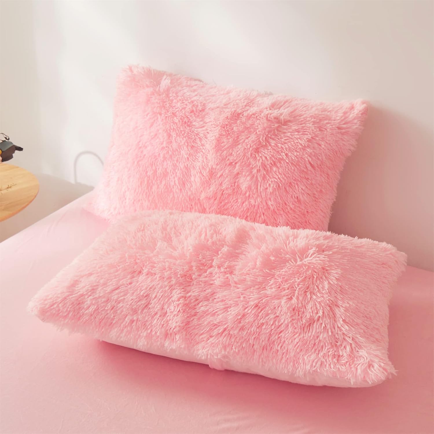 Fluffy Pink Comforter Set Twin - 2 Piece Plush Bedding