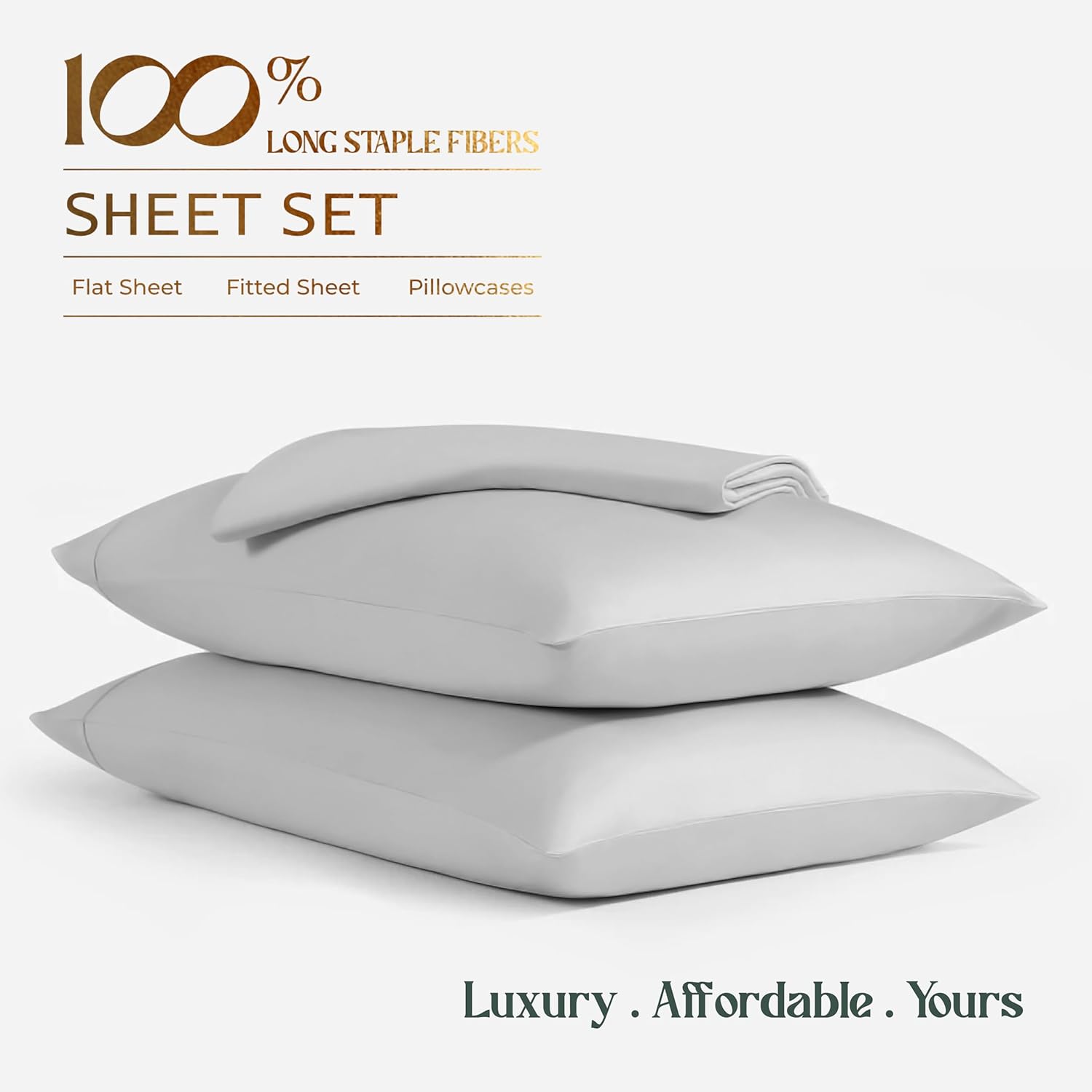 Mayfair Linen Bamboo Viscose Sheets Cal King 4-Piece Light Grey