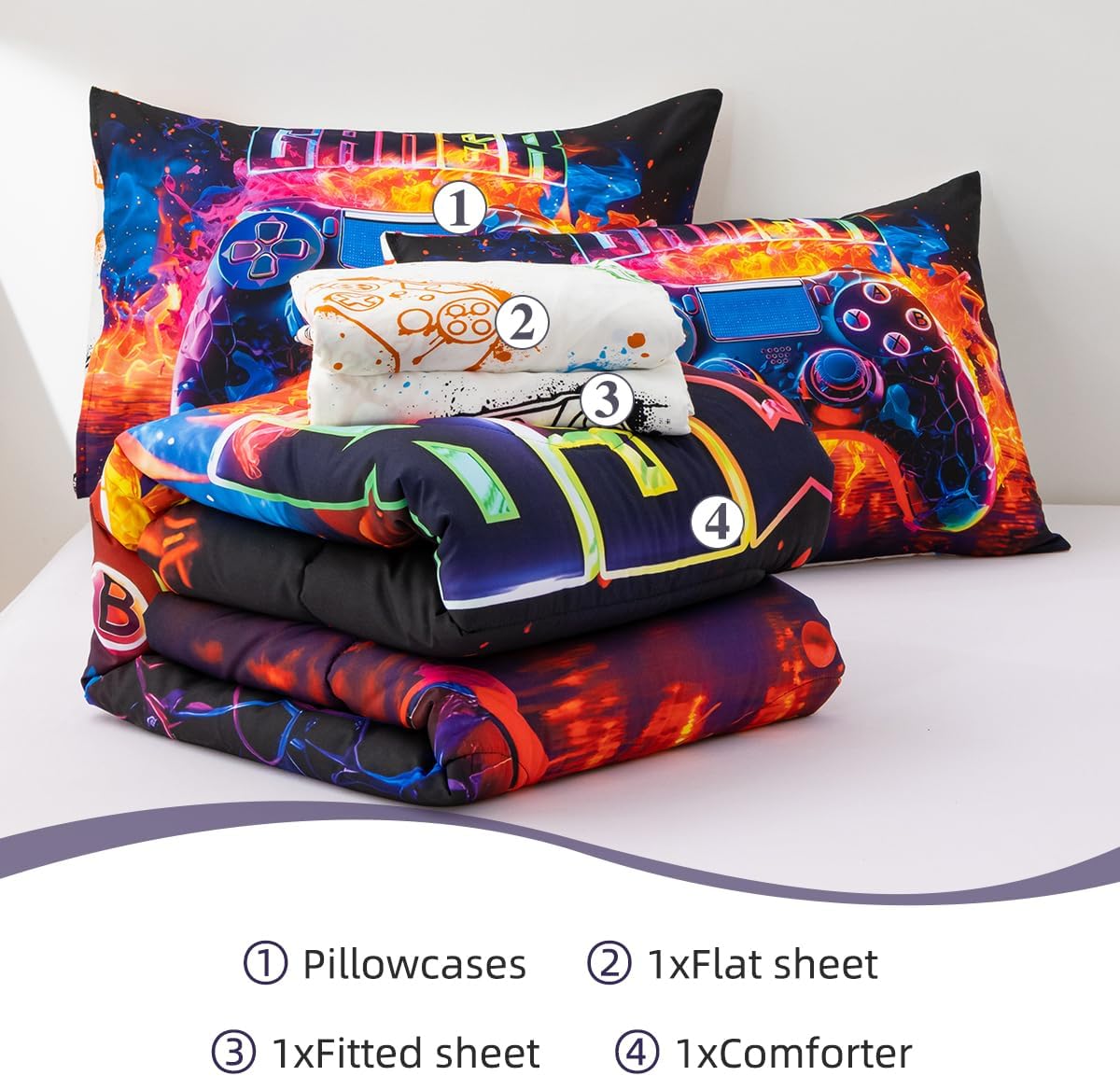 Holawakaka Twin Gaming Console Bed in a Bag Set
