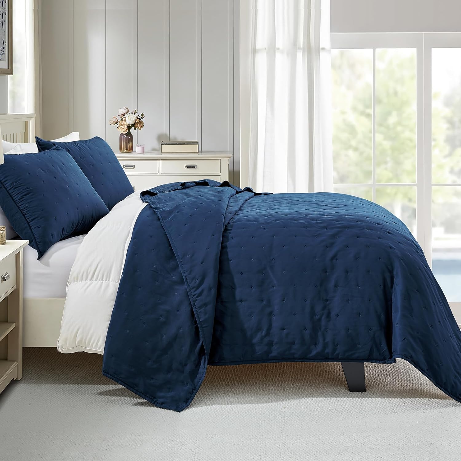 BOURINA Ultrasonic 3-Piece Quilt Set Navy