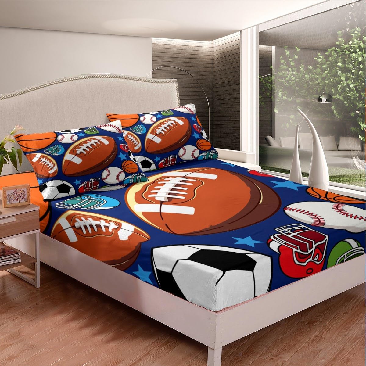 Erosebridal Soccer Themed Twin Bed Sheet Set