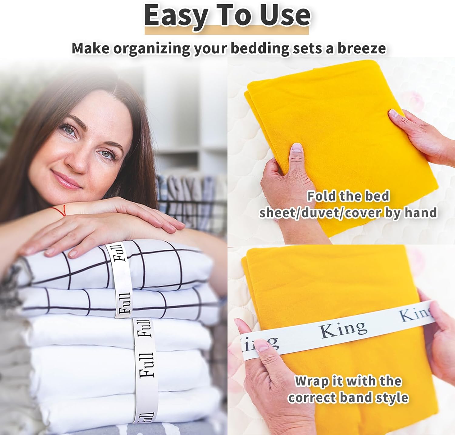 WAJACFUN Bed Sheet Organizer Bands King 4 Pack