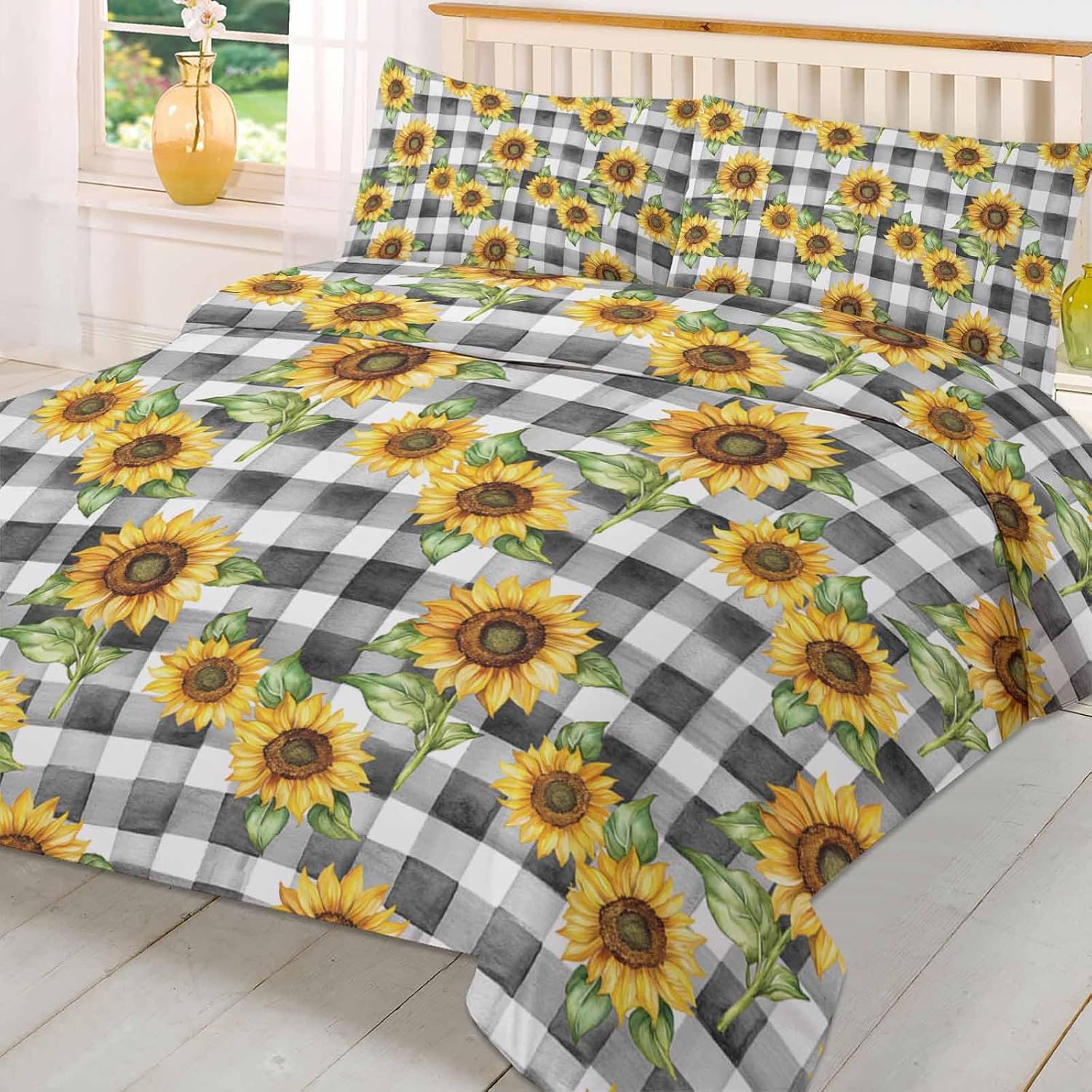 Boanket 3-Piece Queen Bedding Set with Zipper and Plaid Design