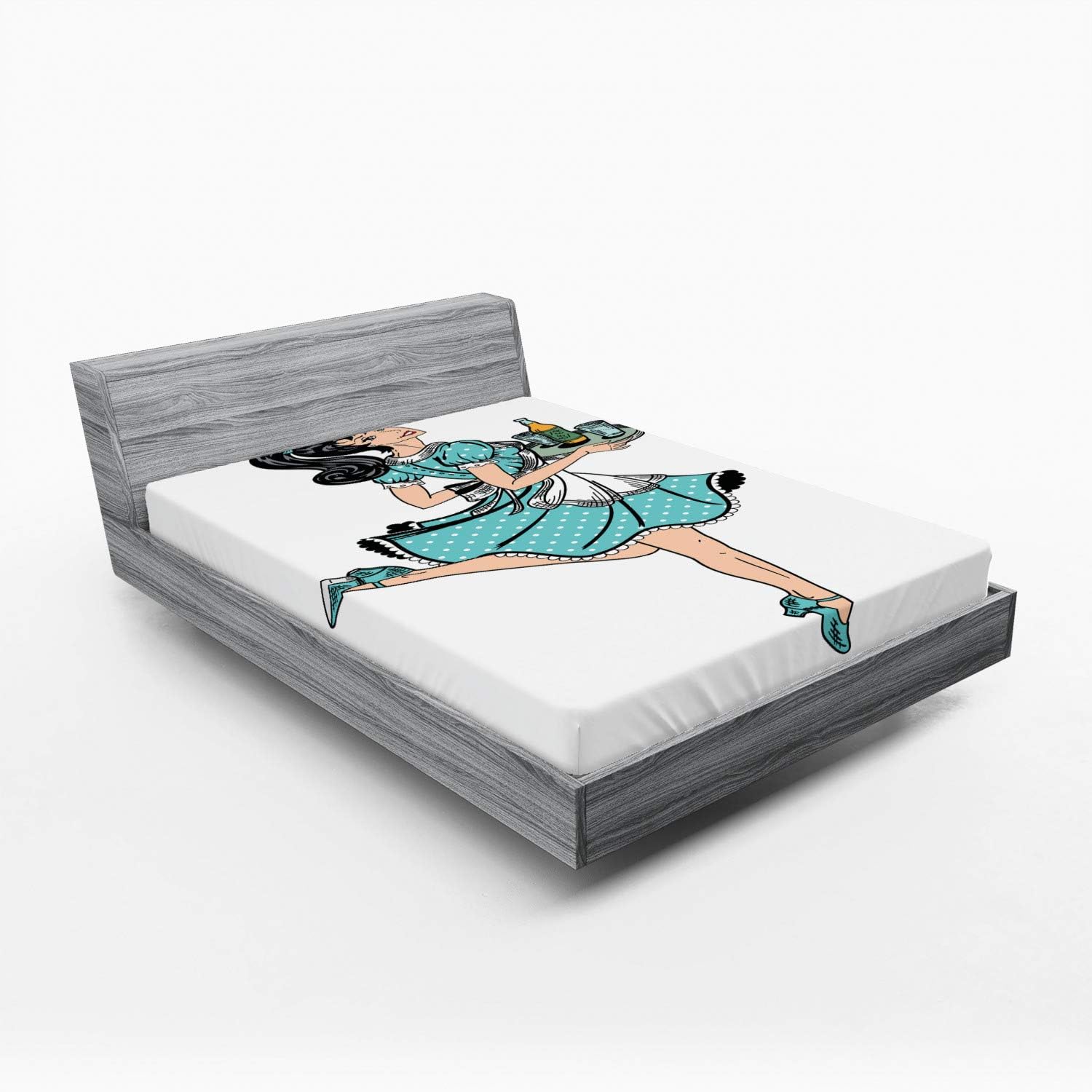 Ambesonne Pin Up Girl Fitted Sheet Set