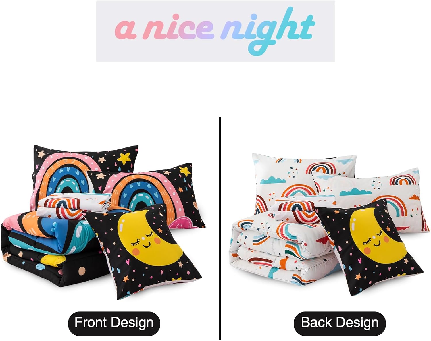 A Nice Night Cartoon Rainbow Comforter Set 6 Pcs Twin