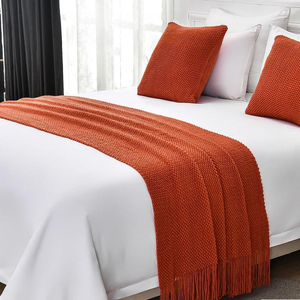 JONKMY Orange Bed Runner Scarf Bedspread