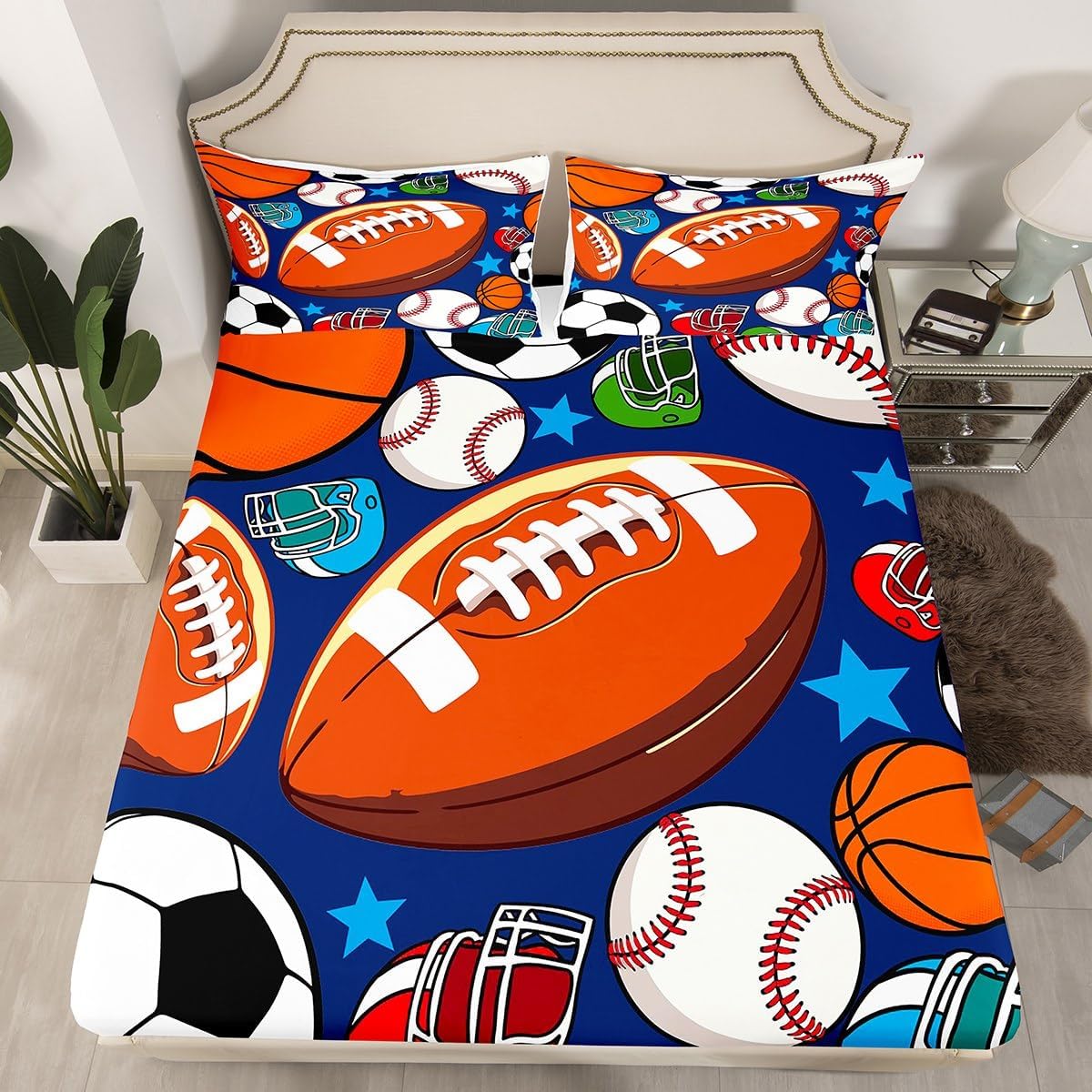 Erosebridal Soccer Themed Twin Bed Sheet Set