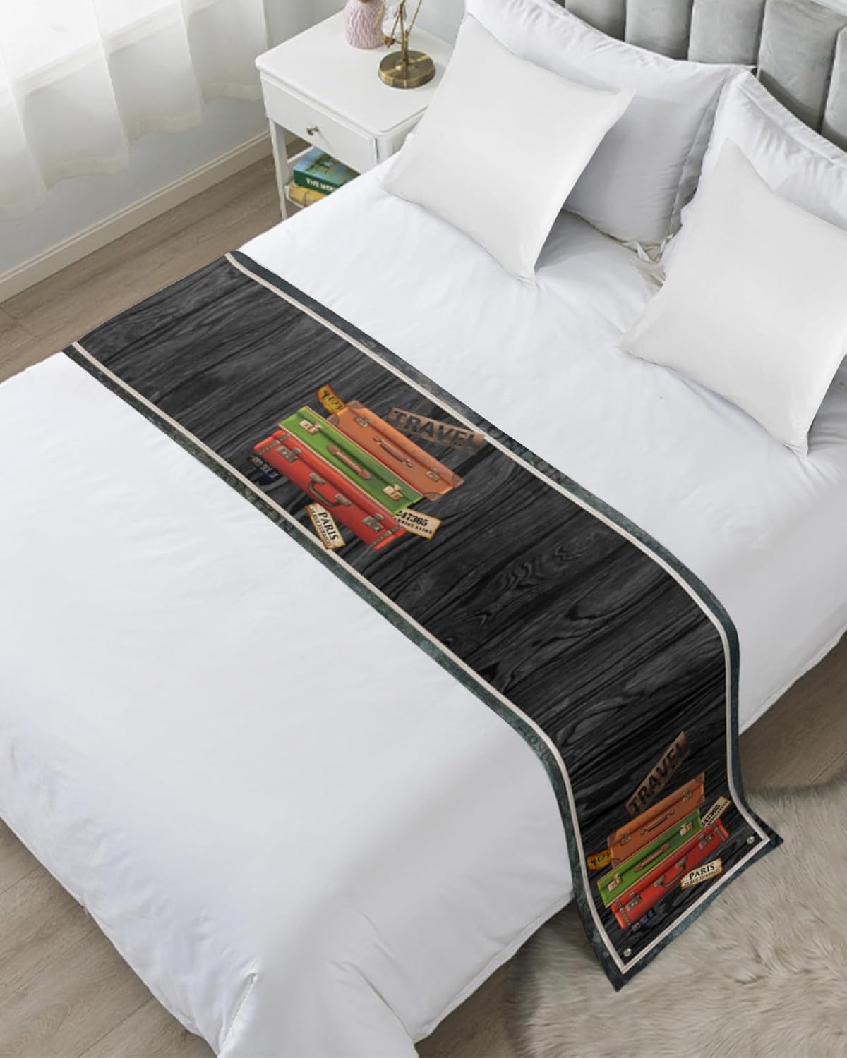 Smile Sunflower Bed Runner Scarf for Twin 71x20in 1