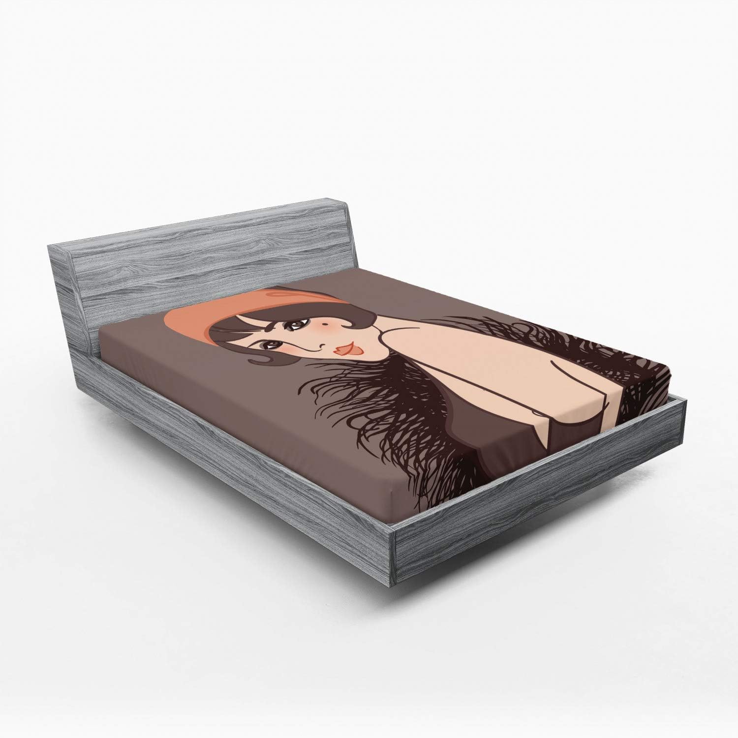 Ambesonne Pin Up Girl Fitted Sheet - Dark Taupe 1