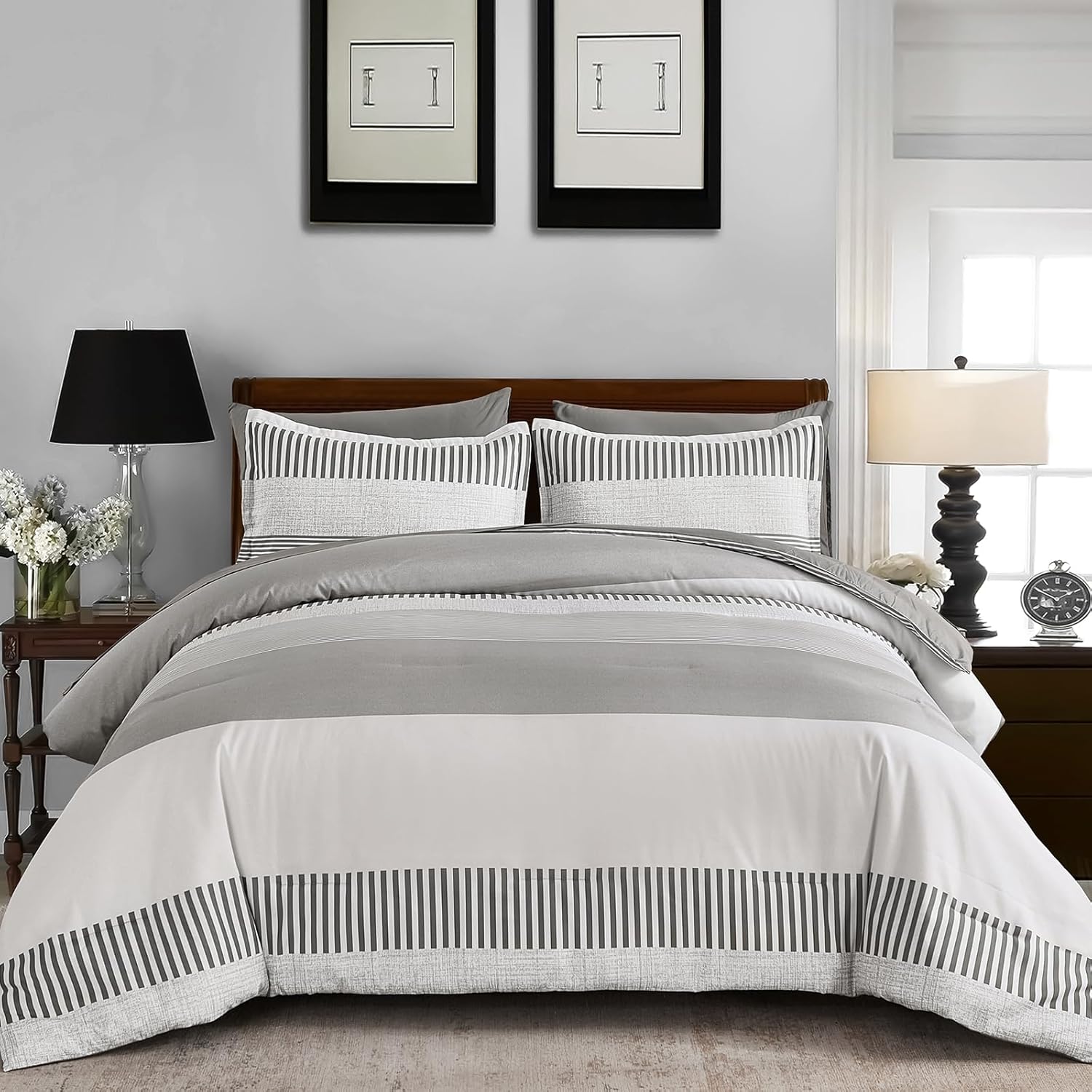 Cottolester Gray Comforter Queen Set 7 Pieces