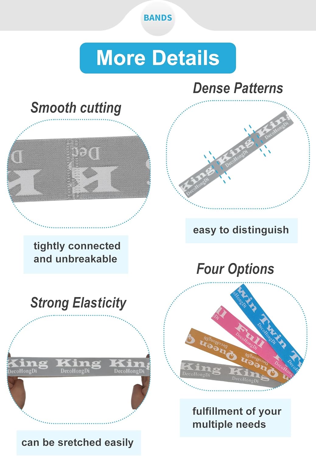 6 Pcs Sheet Label Bands for Sheets and Bedding