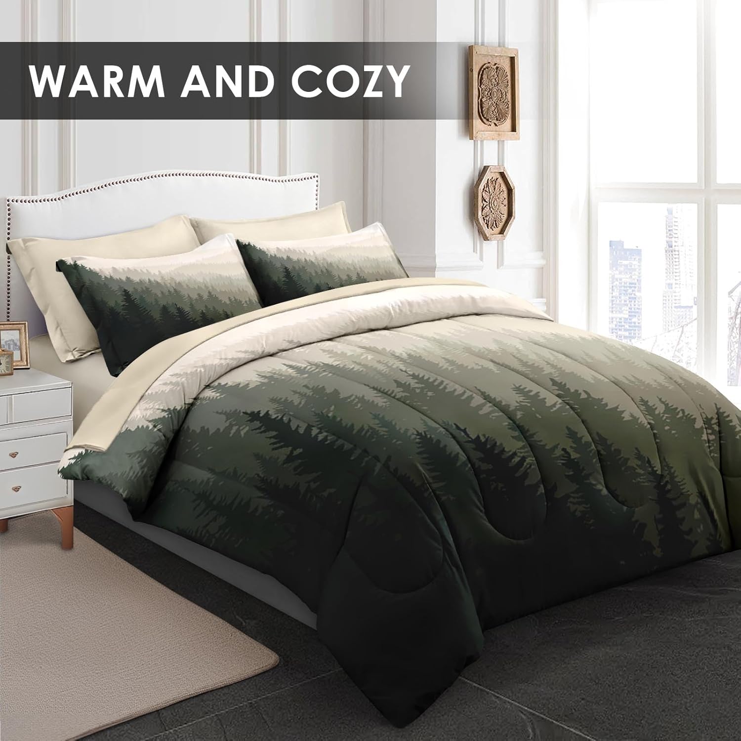 Pamnest Queen Comforter Set with 7 Pcs Bedding 1