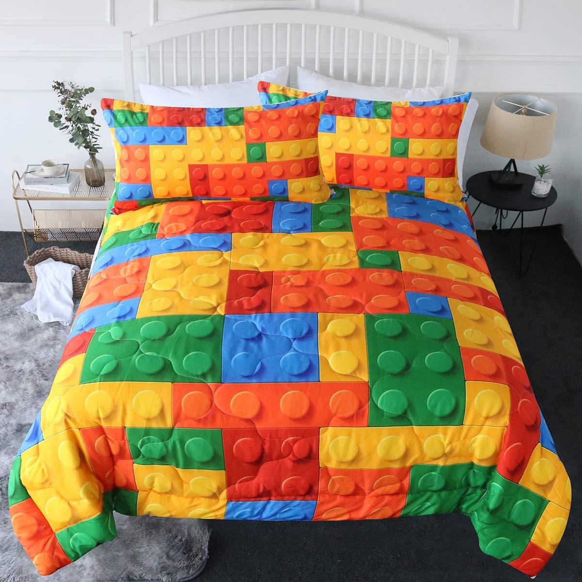 BlessLiving Kids Building Blocks Comforter Set - 3-Piece Twin