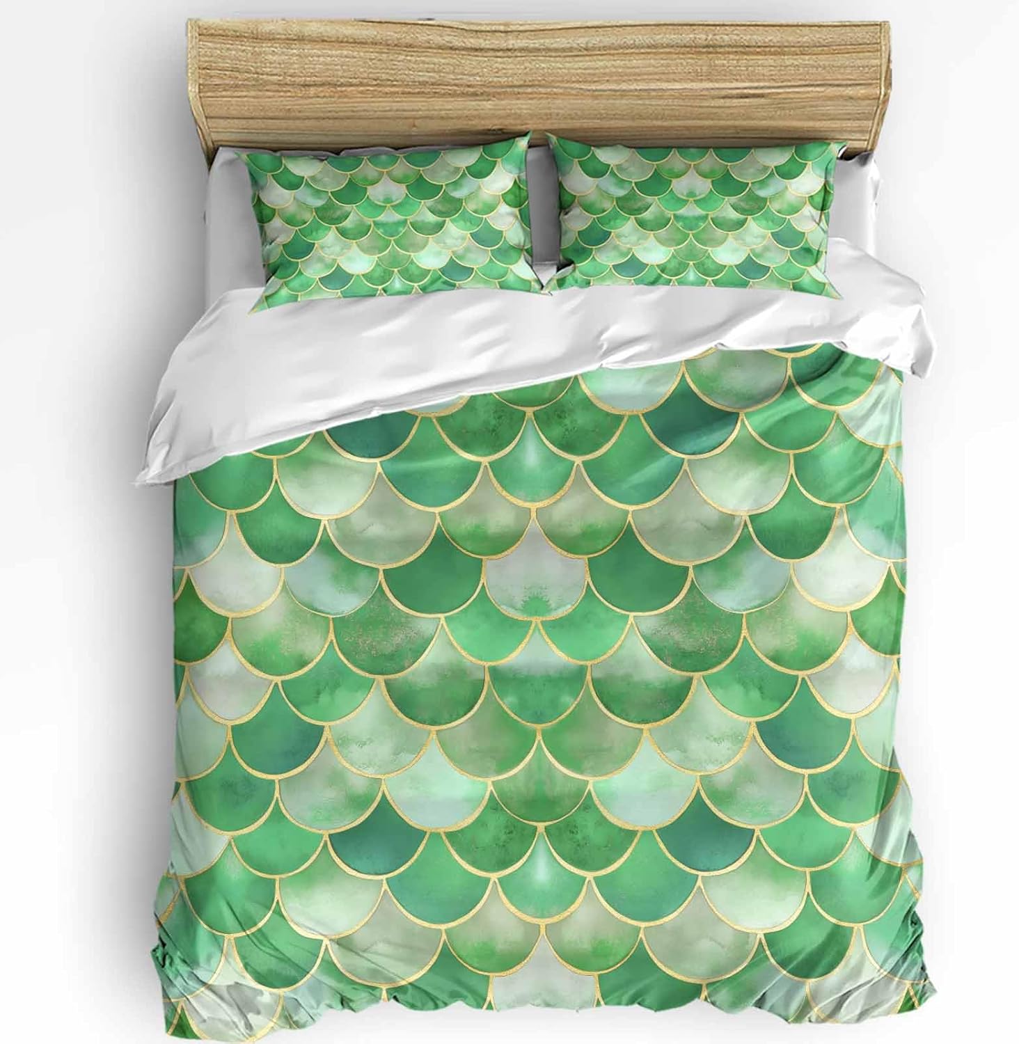 3-Piece Bedding Set with Zipper Closure and Abstract Ocean Pattern