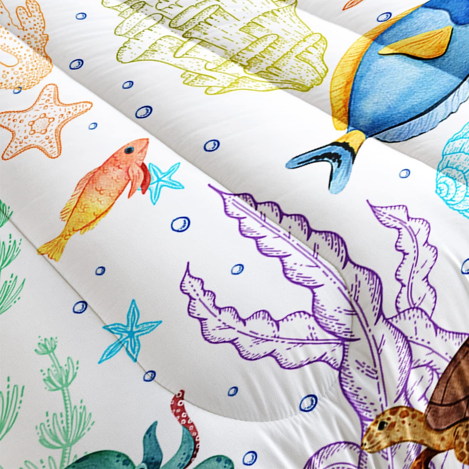 Turtle Comforter Set Twin Ocean Sea Turtle Bedding Set with 2 Pillowcases