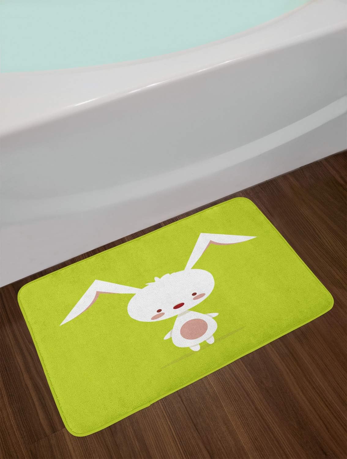 Ambesonne Bunny Bath Mat - Plush Decor with Non-Slip Backing
