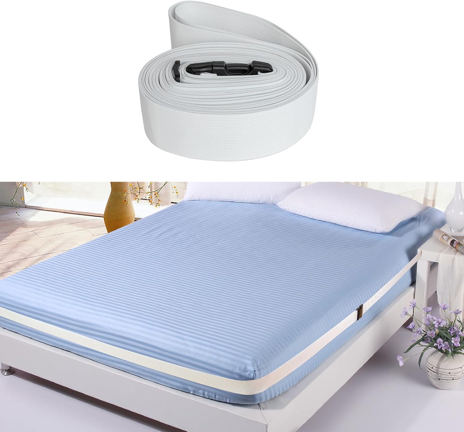 BEITABEI Bed Sheet Holder Straps 2 Inch Wide 26FT Ultra-Stretch
