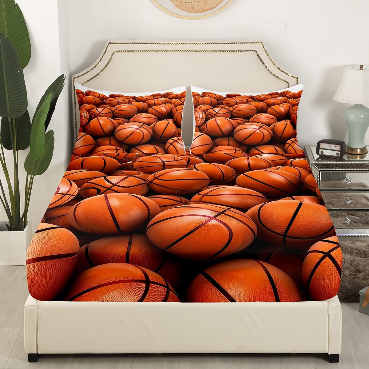 Erosebridal Basketball Pile Fitted Sheet Twin Size Set