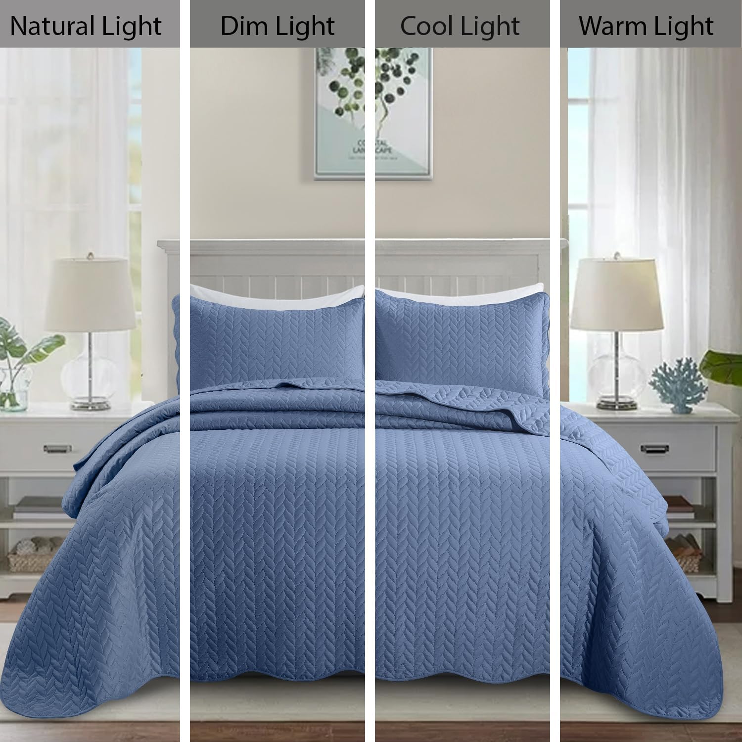 MOONLIGHT20015 Twin Quilt Set - Reversible Embossed Microfiber Coverlet 2 Pcs