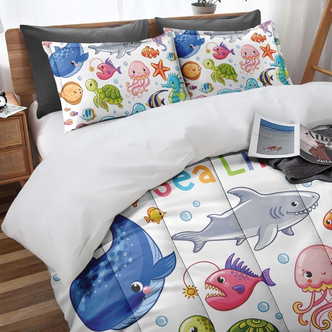 Nesphy Sea Turtle Animal Fish Comforter Set 2 Piece