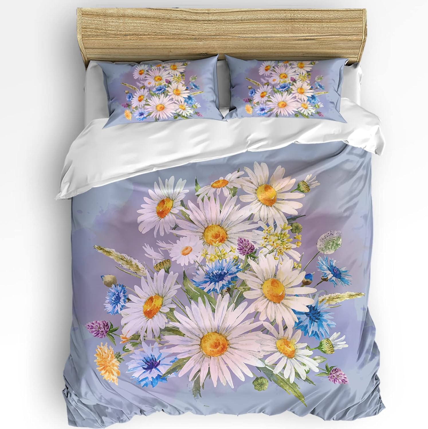 OComster California King Duvet Cover Set with Daisy Flowers