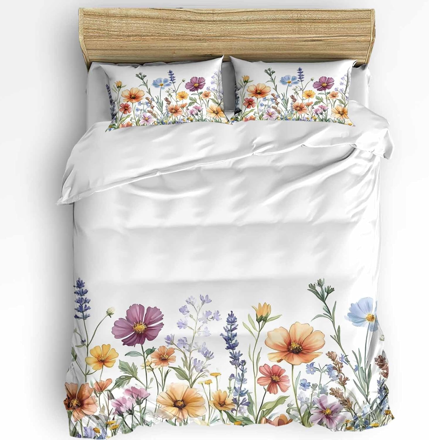 3-Piece Queen Duvet Cover Set with Zipper and Pillowcases