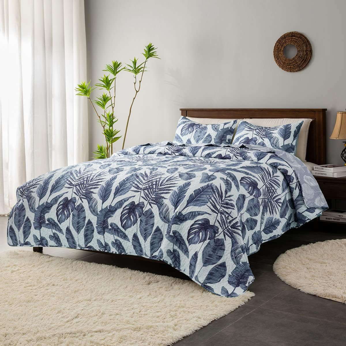 HORIMOTE HOME Tropical Plants Quilt Set King Size 3 Piece