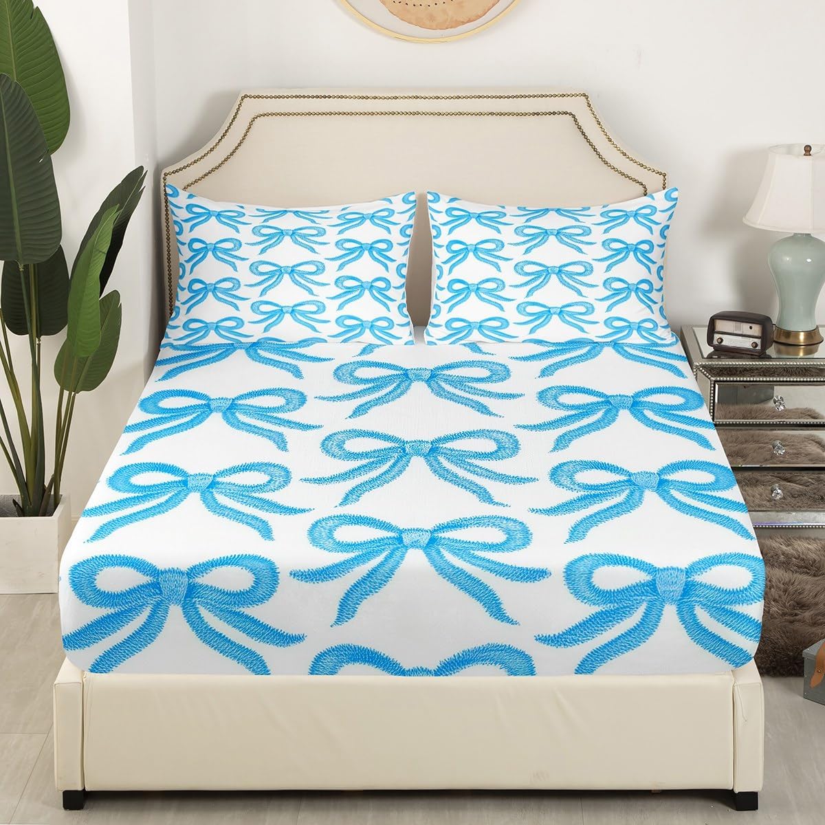 Erosebridal Girls Bow Bed Sheet Set Twin Size with Pillowcase