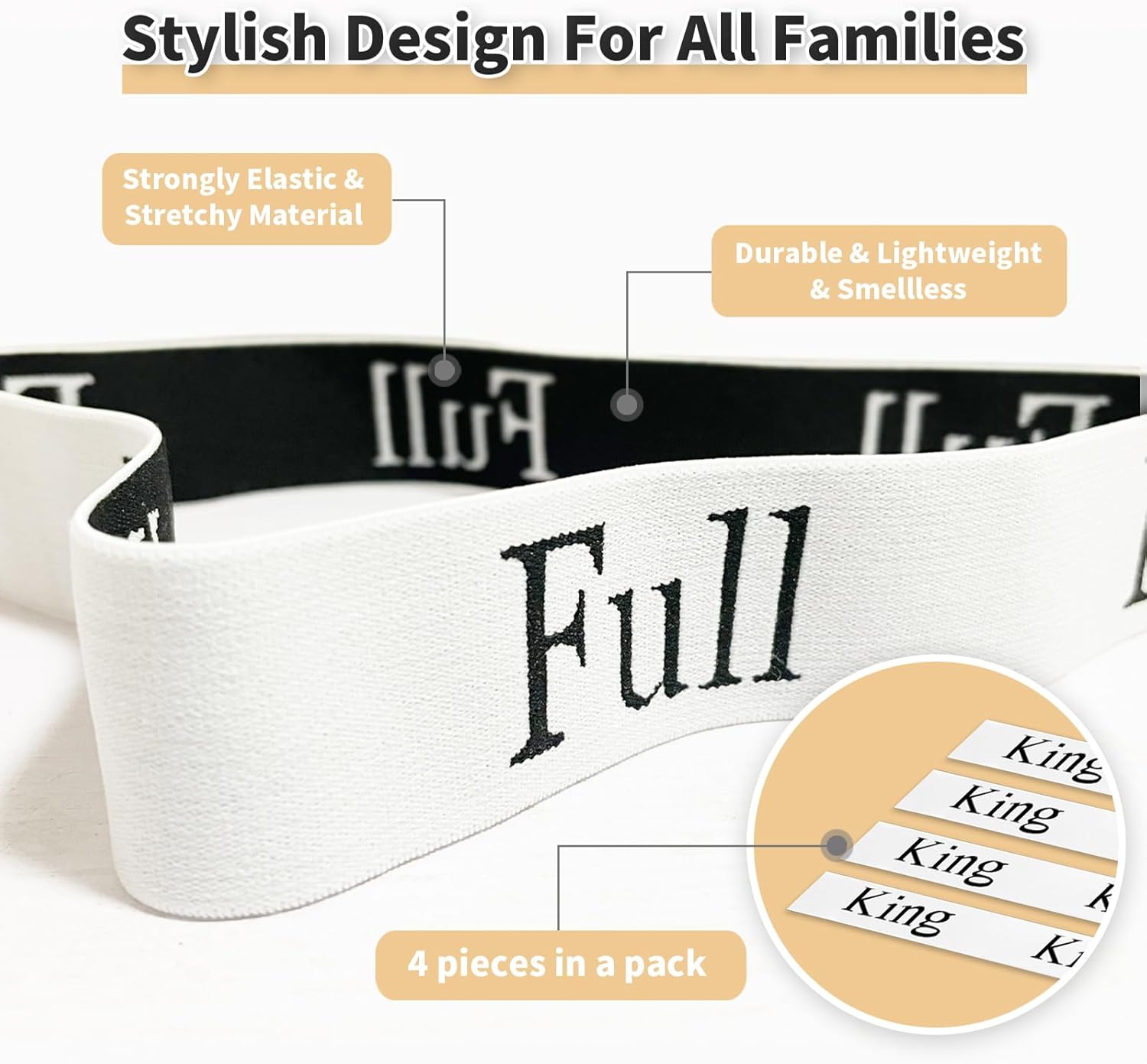 WAJACFUN Bed Sheet Organizer Bands King 4 Pack