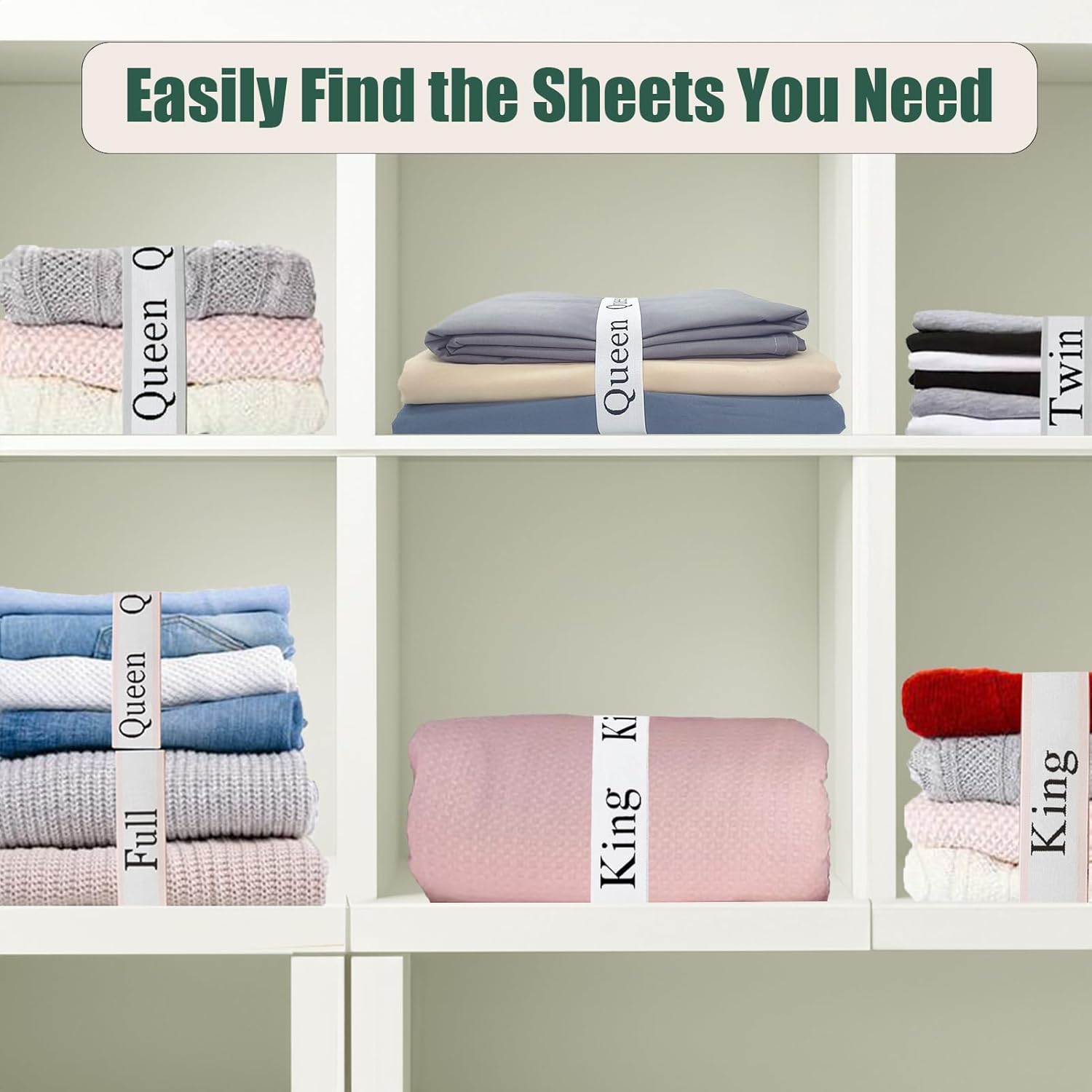 6Pcs Sheet Organizer Bands for Queen Sheets
