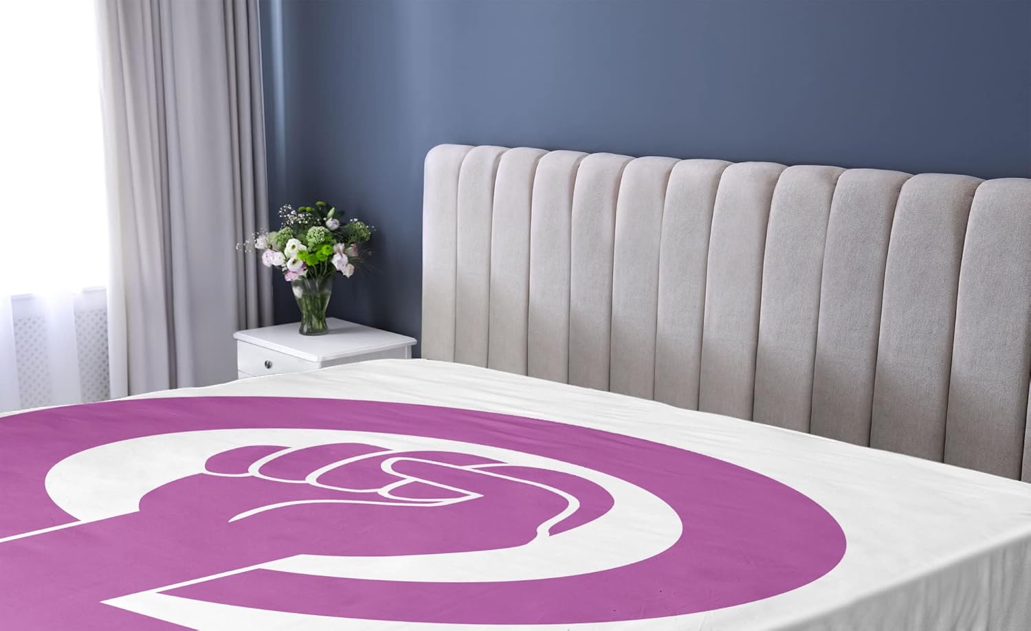 Ambesonne Girl Power Fitted Sheet California King Purple White