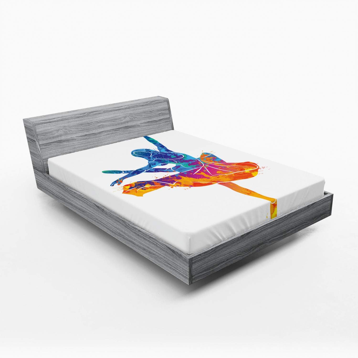 Ambesonne California King Fitted Sheet with Rainbow Art Design