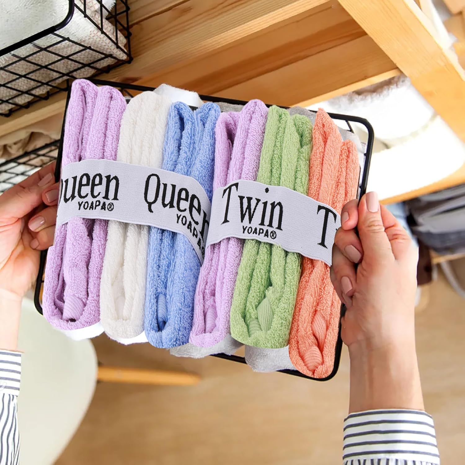 YOAPA 8Pcs Elastic Sheet Straps for Closet Bedding Organizer