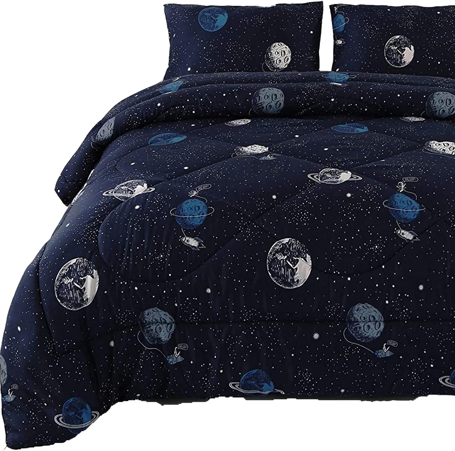 ENJOHOS Galaxy Comforter Set Twin Size 3Pcs Space Bedding