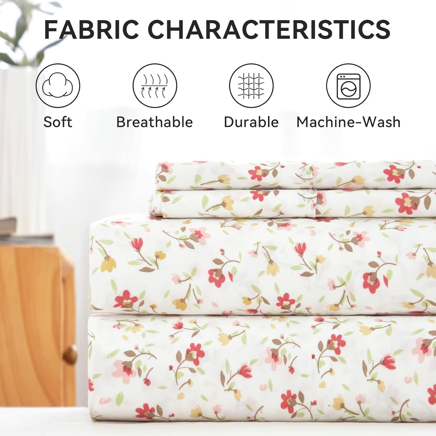 ILVOE California King Sheet Set 4 Piece Floral Microfiber