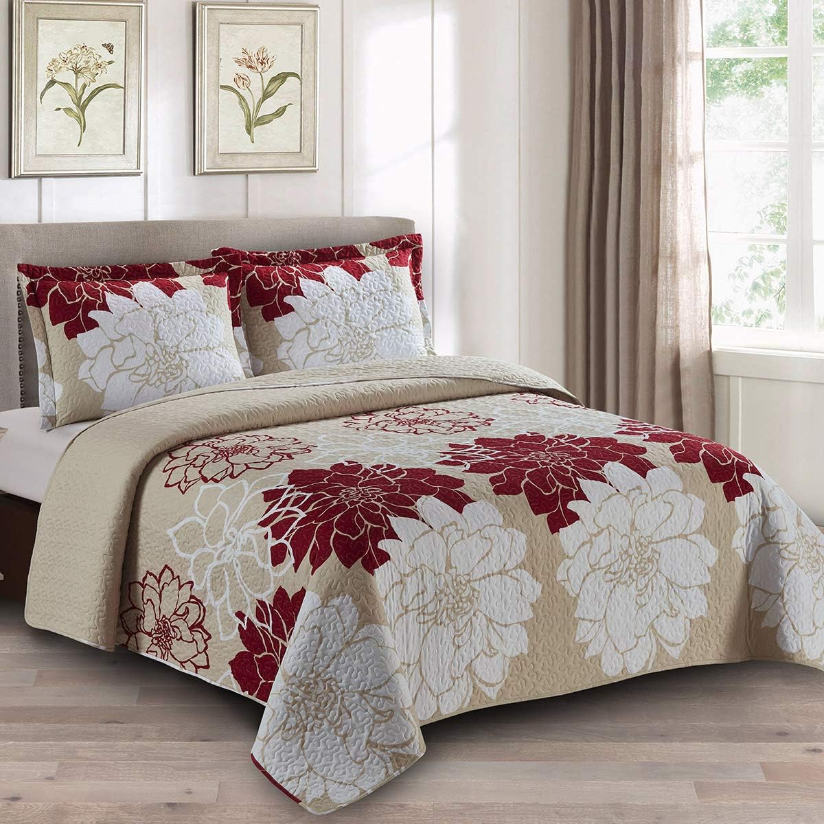 Royal Tradition Helena-Burgundy Reversible Coverlet Set 1