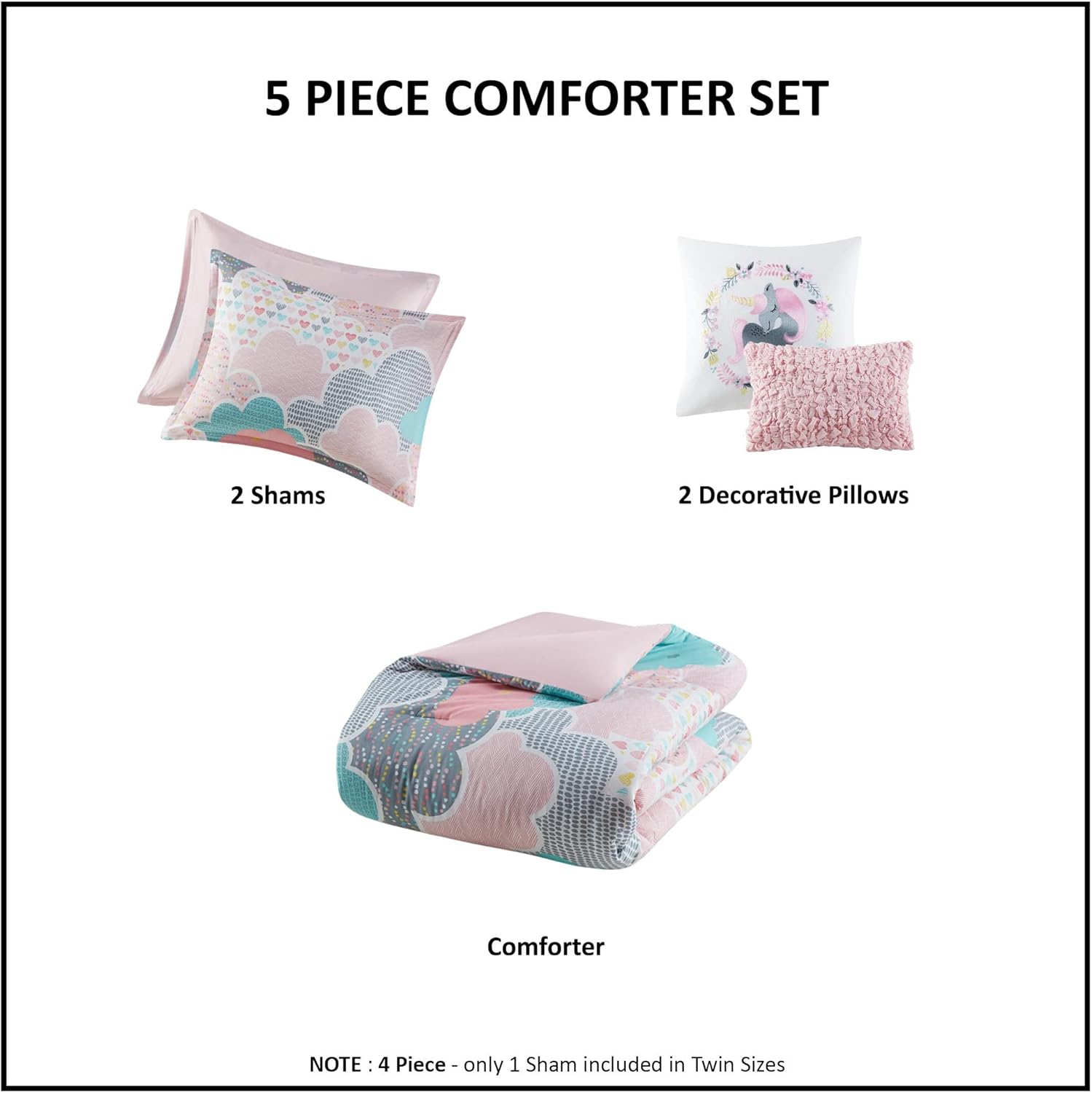 Urban Habitat Kids Comforter Set Unicorn Print Cloud Pink