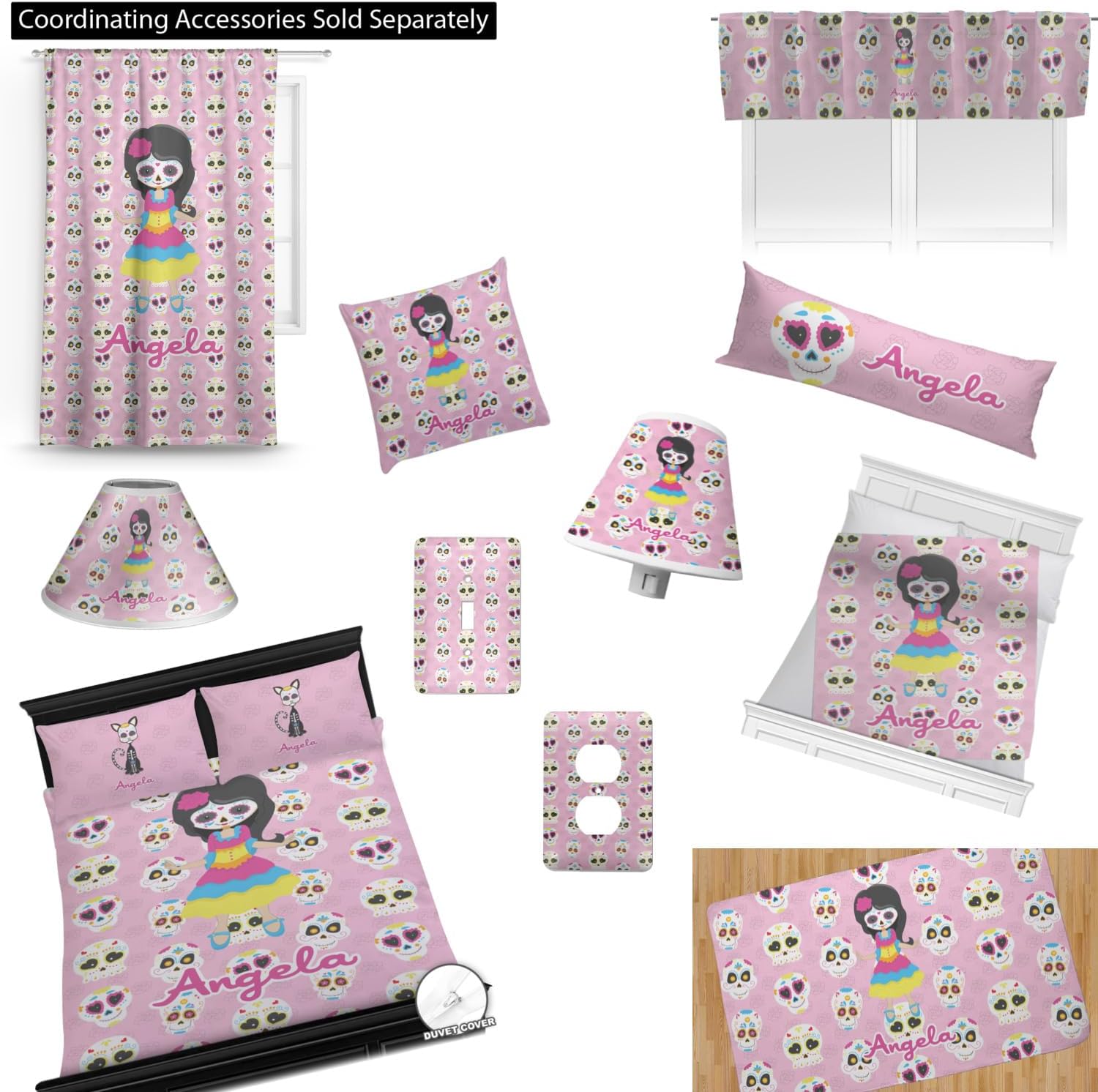 Personalized Kids Sugar Skulls Comforter Set Twin XL 1