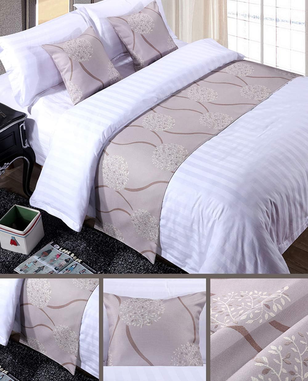 Mengersi Cozy Bed Runner Scarf Protector for Bedroom and Hotel