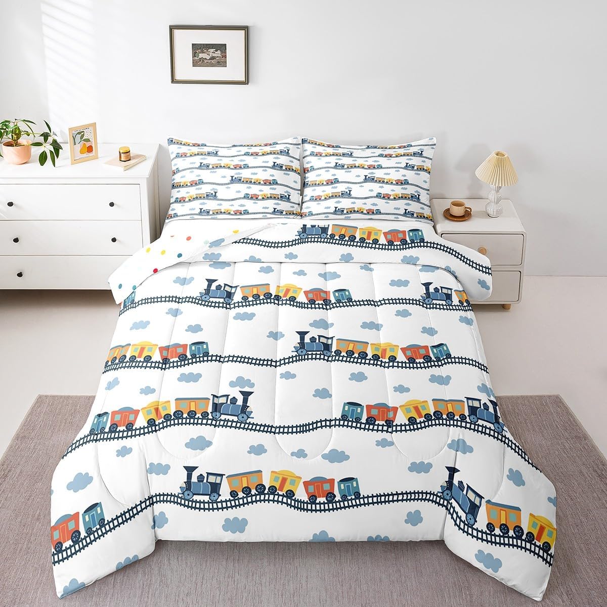 Erosebridal Kids Train Comforter Set Twin
