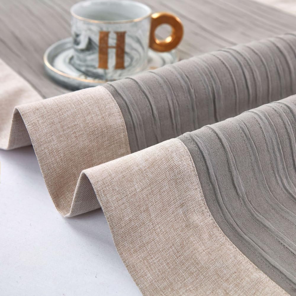 Cotton Linen Bed Runner Queen King Size Grey 210x50cm