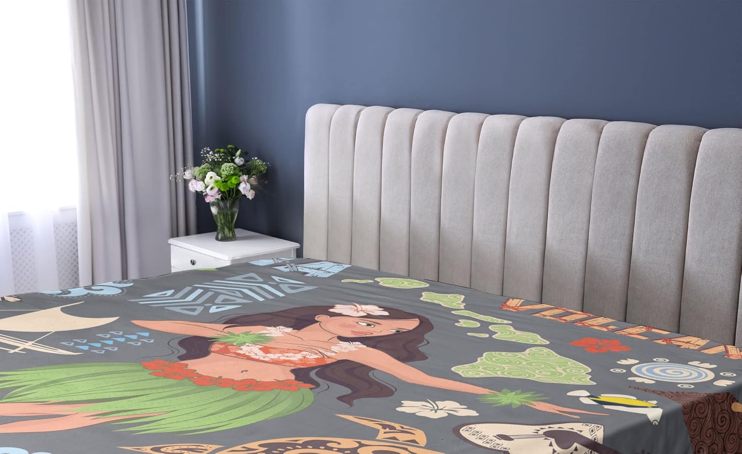 Ambesonne Hula Girl Fitted Sheet Multicolor 1
