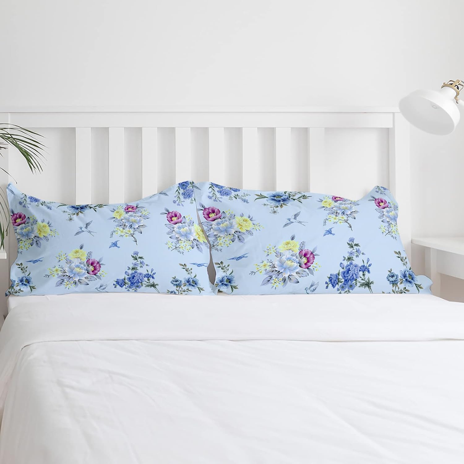 California King Duvet Cover Set with Flower and Bird Pattern