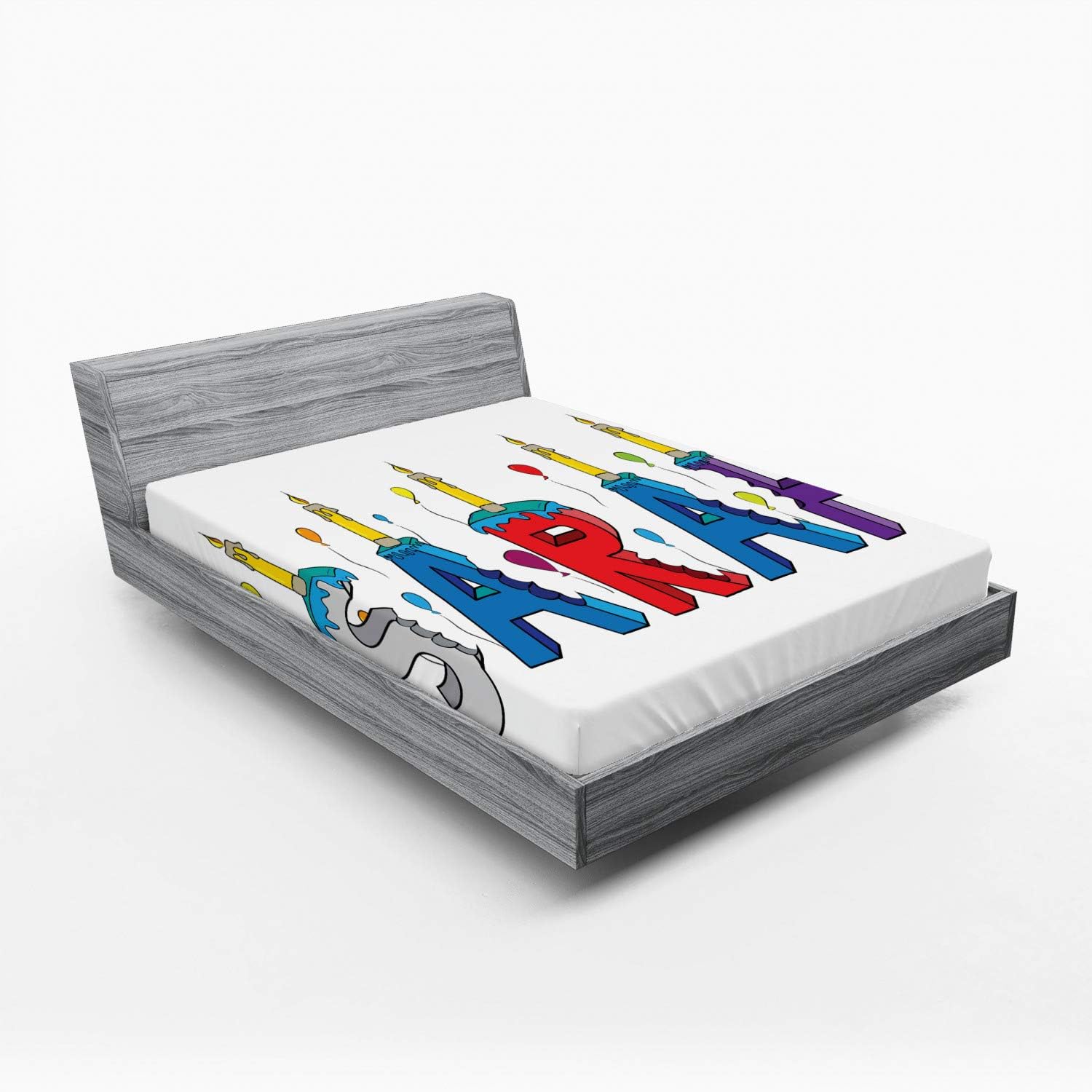 Ambesonne Sarah Fitted Sheet Multicolor
